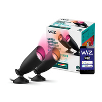 2x Reflektor Ogrodowy LED Wbijany Lampa 10W 540lm 2700-5000K RGB + TW Czarna Inteligentna SMART WiFi Bluetooth Aplikacja WiZ