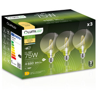 Zestaw 3x Żarówka Dekoracyjna Kulista LED E27 G95 8W = 75W 880lm 3000K Ciepła 360° Filament LUMILED Globe