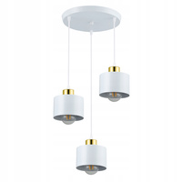 Lampa Sufitowa Oprawa Wisząca 3x E27 Okrągła Biała Złota Elza Masterled