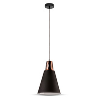 Lampa Wisząca Oprawa E27 Szary klosz z miedzianym wykończeniem Zwis VT-7520 V-TAC