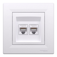 Gniazdo Komputerowe 2x RJ45 kat. 6 UTP z Ramką Biały SCHNEIDER ASFORA