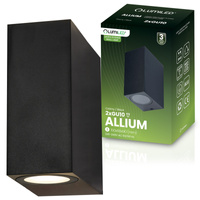 Kinkiet Ogrodowy Elewacyjny Lampa Zewnętrzna 2xGU10 ALLIUM Czarna Kwadrat LUMILED