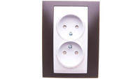Unica Plus Gniazdo podwójne b/u z przesłoną umbra kakaowa MGU63.063.871