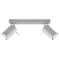 Lampa Sufitowa Oprawa Natynkowa 2x GU10 SPOT TUBA Reflektor Ruchoma Minimalistyczna Tubularna Szara Nowoczesna Ring Sollux