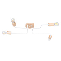 Lampa Sufitowa Żyrandol 4x E27 Naturalne Drewno Biała Timbo Peach Puff SL.1665 Sollux