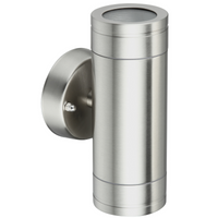 Kinkiet Ogrodowy Lampa Elewacyjna góra dół LED 2xGU10 OLIMP Podwójna Srebrna - GOLDLUX (Polux)