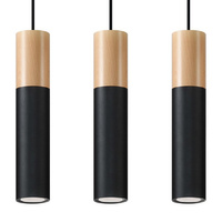 Lampa Sufitowa Wisząca Zwis 3x GU10 Tubularna Brązowa Czarna Nowoczesna Pablo Sollux