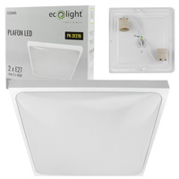 Plafon LED Lampa Sufitowa Natynkowa 2x E27 Biała Kwadratowa Ecolight