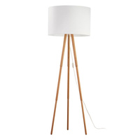 Lampa Podłogowa Stojąca TOKYO WHITE Abażur Biało-Drewniana Buk Skandynawska E27 5299 TK Lighting