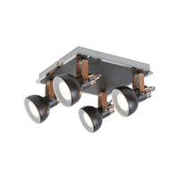 Lampa Sufitowa Oprawa Halogenowa Punktowa Reflektor Spot 4x GU10 Czarny Minimalistyczny Balzac 5612 Rabalux