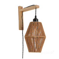 Kinkiet Ścienny Lampa Drewniana Sznur E27 Brązowy Boho Sibu Wall Kobi