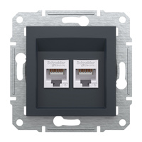 Gniazdo Komputerowe Podwójne 2x RJ45 kat. 6 UTP bez Ramki Asfora IP20 Antracyt