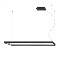 Lampa Sufitowa LED Wisząca TUULA L 50W 3000K Żyrandol Prostokątna 130x40 Czarna SOLLUX