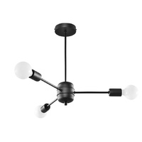 Lampa Sufitowa Wisząca Zwis 3x E27 Żyrandol Nieregularna Czarna Nowoczesna Lango Sollux