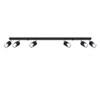 Lampa Sufitowa Oprawa Natynkowa SPOT TUBA Reflektor 6x GU10 Ruchoma Tubularna Czarna Chrom Nowoczesna Nero Sollux