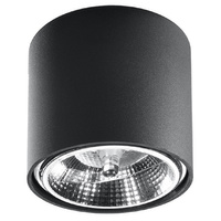 Lampa Sufitowa Oprawa Natynkowa SPOT TUBA GU10 Cylindryczna Czarna Nowoczesna Tiube Sollux