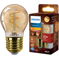 Żarówka LED E27 Kulka P45 2.7W = 15W 180lm 1800K Ciepła CRI90 300° FILAMENT Vintage Bursztynowa Ściemnialna Decorative Philips