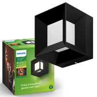 Kinkiet Ogrodowy Lampa Elewacyjna Zewnętrzna LED 8W 800lm 2700K IP44 Czarna Parterre Philips