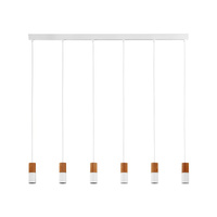 Lampa Sufitowa Wisząca ELIT WHITE/WOOD Listwa Biała Drewniana Nowoczesna 6xGU10 6308 TK Lighting