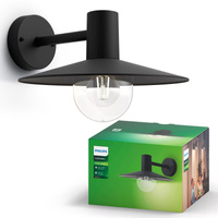 Kinkiet Ogrodowy Lampa Elewacyjna Zewnętrzna LATARNIA E27 IP44 Czarna Skua Philips