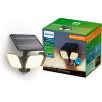 Lampa Solarna Naświetlacz Solarny 24.5W 4000lm 3000K Ciepła IP65 Czarny z Czujnikiem Ruchu UltraEfficient Zyren Philips