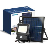 Naświetlacz LED Solarny Zewnętrzny Ogrodowy 30W 2100lm 6500K Zimny 100° z Czujnikiem Ruchu i Zmierzchu IP65 IK07 Czarny Ncs Kobi