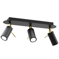 Lampa Sufitowa PRESTON Złota Czarna 3x mini GU10 Milagro