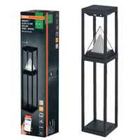 Lampa Solarna Ogrodowa Słupek Zewnętrzny Stojący LED z Czujnikiem Ruchu i Zmierzchu 6W 400lm 3000K Ciepła RGB Ściemnialna Czarny IP44 Osram SMART+ BT