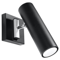 Lampa Ścienna Oprawa Natynkowa Kinkiet GU10 SPOT TUBA Reflektor Ruchoma Tubularna Czarna Nowoczesna Direzione Sollux