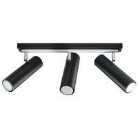 Lampa Sufitowa Oprawa Natynkowa SPOT TUBA Reflektor 3x GU10 Ruchoma Tubularna Czarna Nowoczesna Direzione Sollux