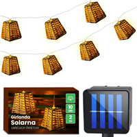 Girlanda Solarna Ogrodowa 10x LED Koszyczki 2m Ozdobne Dekoracja Lampki