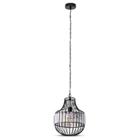 Lampa Wisząca Oprawa E27 Metal i kryształki D:30x36cm VT-7334 V-TAC