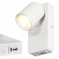 Kinkiet Ścienny Lampa Natynkowa do Czytania GU10 USB Biały Matowy Timo Masterled