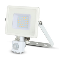 Naświetlacz LED 30W 2400lm 4000K IP65 Biały z czujnikiem ruchu i funkcją CUT-OFF Samsung Chip VT-30-S-W V-TAC