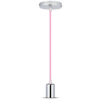 Lampa Wisząca Oprawa E27 Chromowy klosz z różowym kablem Zwis VT-7338 V-TAC