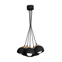 Lampa wisząca w stylu skandynawskim sufitowa czarna MiLAGRO DAMA 5x E27 Drewno + metal