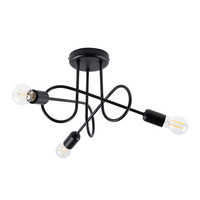 Lampa Sufitowa Oprawa Natynkowa Wisząca Zwis 3x E27 Żyrandol Nieregularna Czarna Industrialna Supeł Sollux