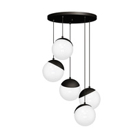 Lampa wisząca SFERA 5xE14 Białe Kule Czarne Detale MLP8869 Milagro Metal + Szkło