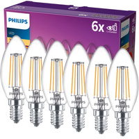 Zestaw 6x Żarówka LED Świeczka E14 B35 4.3W = 40W 470lm 2700K Ciepła Filament PHILIPS
