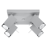 Lampa Sufitowa Oprawa Natynkowa 4x GU10 SPOT TUBA Reflektor Ruchoma Minimalistyczna Kwadratowa Szara Nowoczesna Merida Sollux