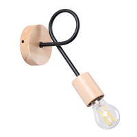 Lampa Ścienna Kinkiet 1x E27 Naturalne Drewno Czarna Ember Peach Puff SL.1476 Sollux