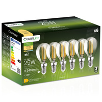 6x Żarówka LED E14 Kulka P45 2W = 25W 249lm 3000K Ciepła 360° FILAMENT LUMILED