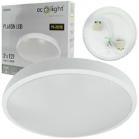 Plafon LED Lampa Sufitowa Natynkowa 2x E27 Biała Okrągła Ecolight