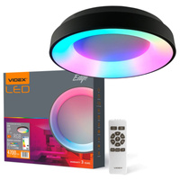 Plafon LED Lampa Sufitowa Natynkowa 72W 7500lm 2700-6000K CCT + RGB Czarna Ściemnialna + Pilot EDGE Videx