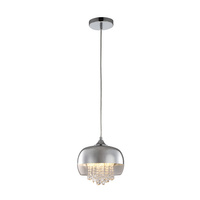 Lampa wisząca LUNA Chrom 1x E14 IP20 Metal i szkło Milagro Kryształki Styl glamour