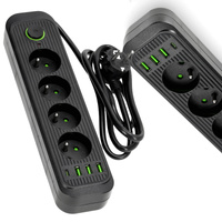 Przedłużacz  CONNECTO 4x230V 1,5m 4GN Uziemienie Wyłącznik 4xUSB Czarny Kobi