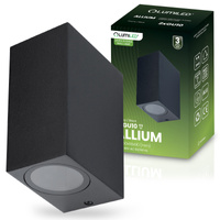 Kinkiet Ogrodowy Elewacyjny Lampa Zewnętrzna 2xGU10 ALLIUM Czarna Kwadrat LUMILED
