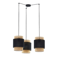 Lampa Sufitowa Wisząca BOHO BLACK Rattanowa Czarna Styl Boho 3xE27 6549 TK Lighting