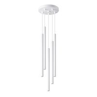 Lampa Sufitowa Wisząca Zwis 5x G9 Żyrandol Tubularna Biała Nowoczesna Pastelo Sollux
