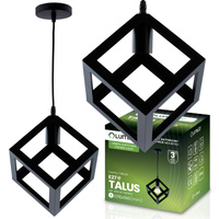 Lampa Wisząca Sufitowa Geometryczna Kwadrat Zwis LED E27 TALUS Czarna LUMILED